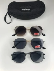 Сонцезахисні окуляри ray ban 3548 hexagonal чорний у золоті