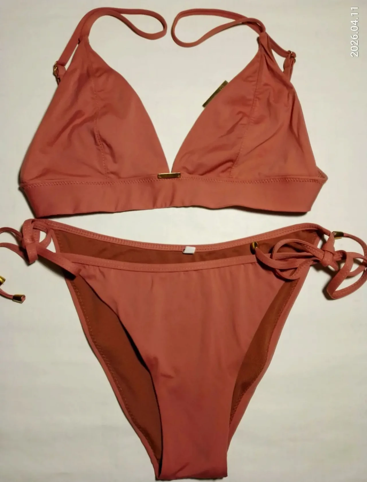 Купальник рыжий терракотовый 42, 75 80 в бюстгальтер треугольники, м л