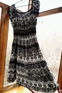 Черно белое Платье сарафан с 10 хлопок трикотаж, летнее, домашнее