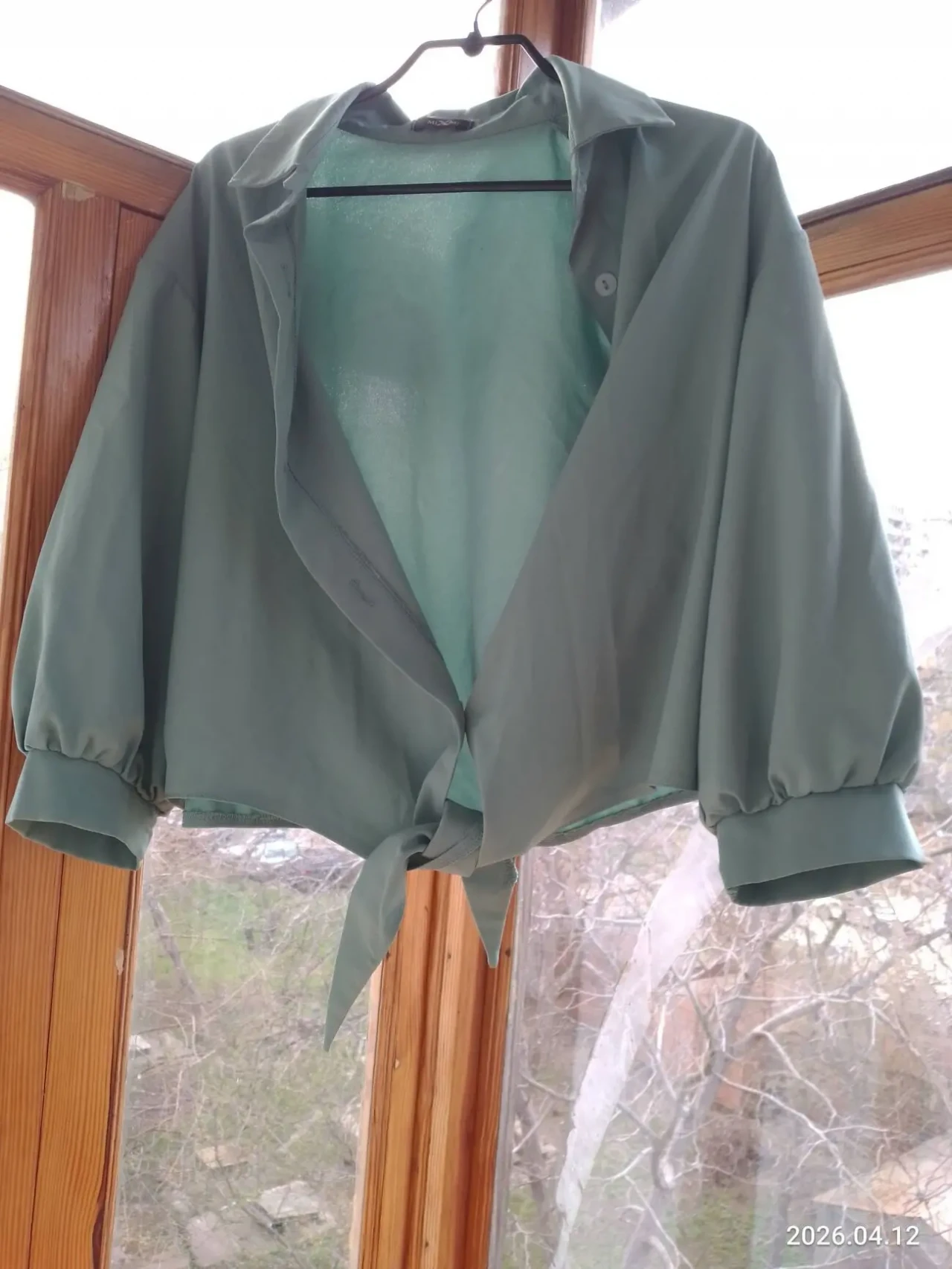 Зеленая мятная блузка рубашка болеро 3 4 рукав 12 м, п э мягкая 2