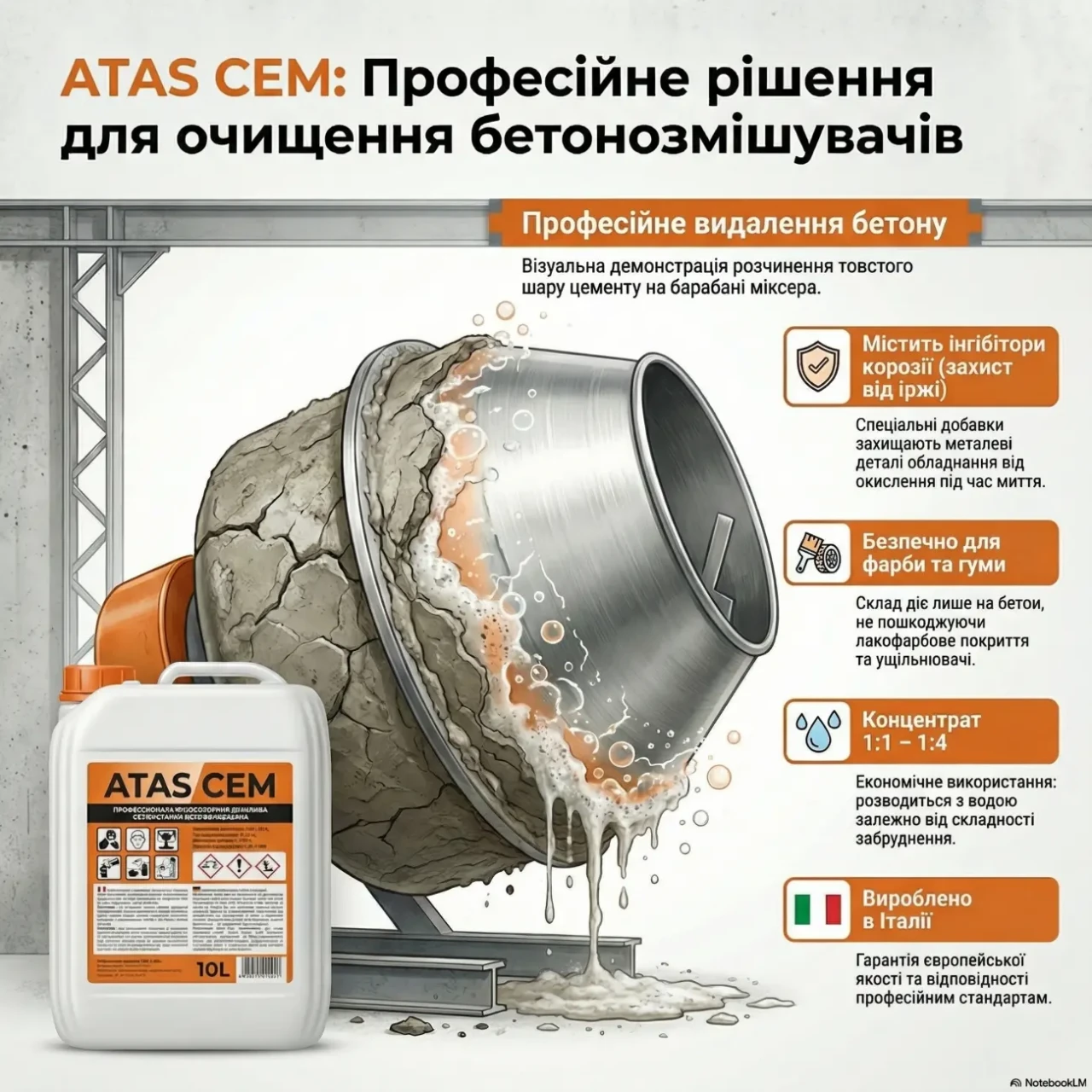 Засіб для очищення від бетону та цементного розчину CEM Atas 3