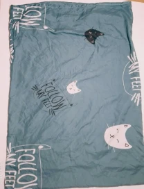 Наволочка зеленая бирюзовая прямоугольная п э принт котики