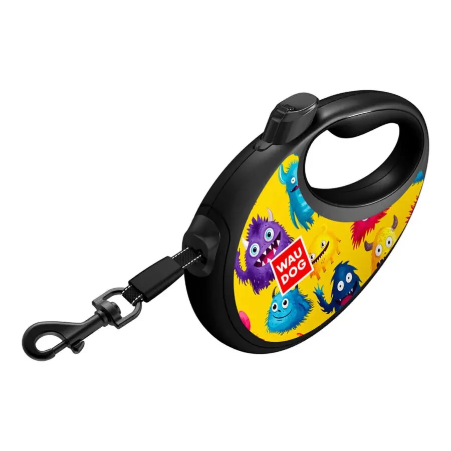 Яскрава рулетка для собаки  WAUDOG з контейнером для пакетів 2