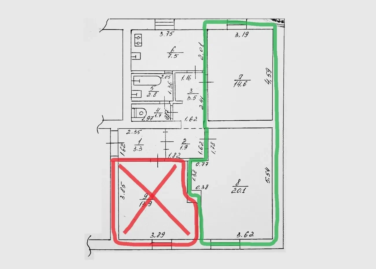 Продам частину квартири з індивідуальним опаленням 3