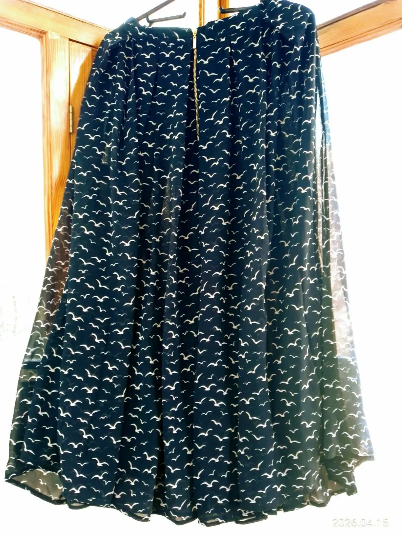 Морская синяя юбка длинная с 10 летняя, чайки белые принт 3
