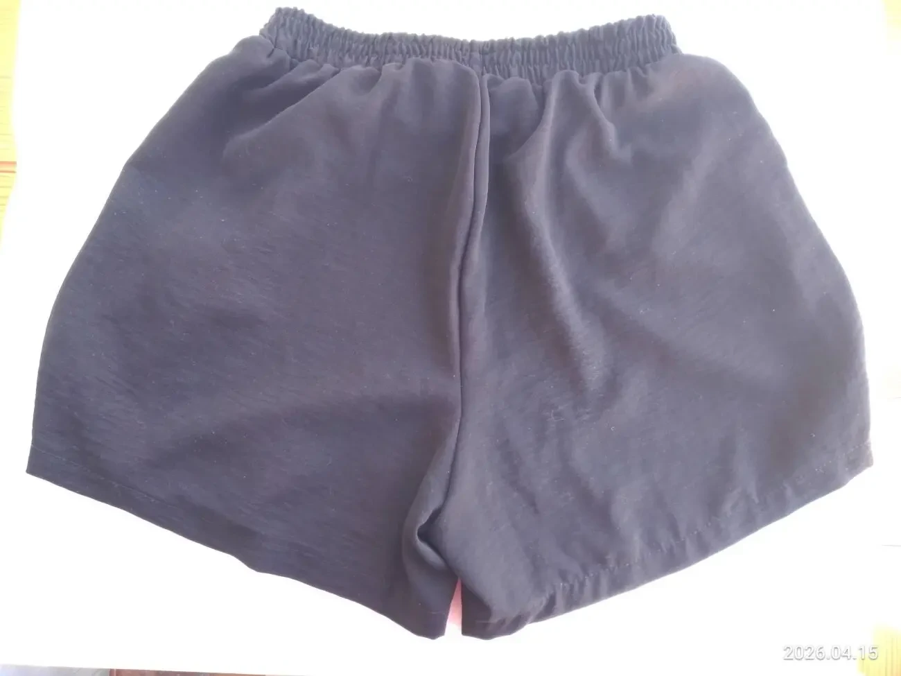 Шорты черные широкие прямые 12 14 м л 48, на резинке, летние, тонкие 2