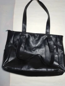 Черная сумка шопер, ручки на плечо, молния, отделение а4 плюс, карманы