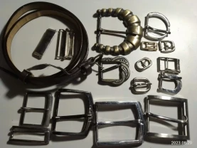 Пряжка на ремень, пояс, металл серебристый, набор 10 штук