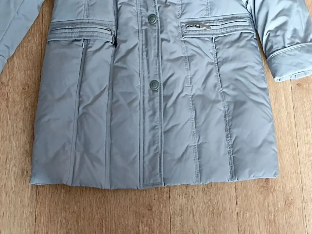 Daser пуховик женский  капюшон с мехом чернобурки 52-54 серый 5