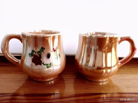 Керамическая чашка оранжевая глазурь, цветы, 2 даром, оріана