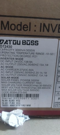 Гібридний інвертор Datouboss (вдосконалений Anenji) 3000W 24V