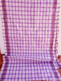 Раннер Скатерть сатин белая сиреневая клетка ткань 1.98 на 0.48 м