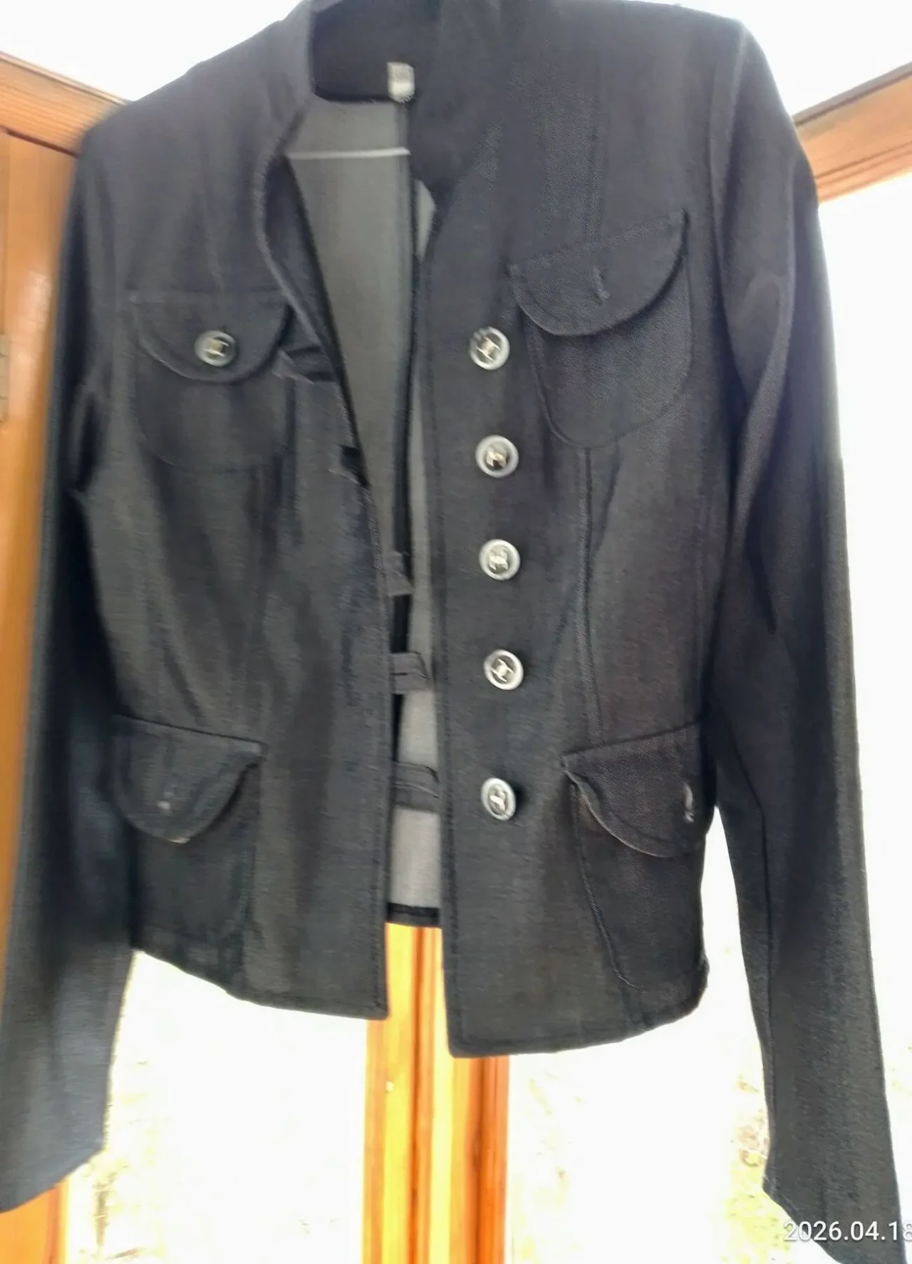 Серый жакет деловой костюмный летний иксС с 10, тонкий, карманы