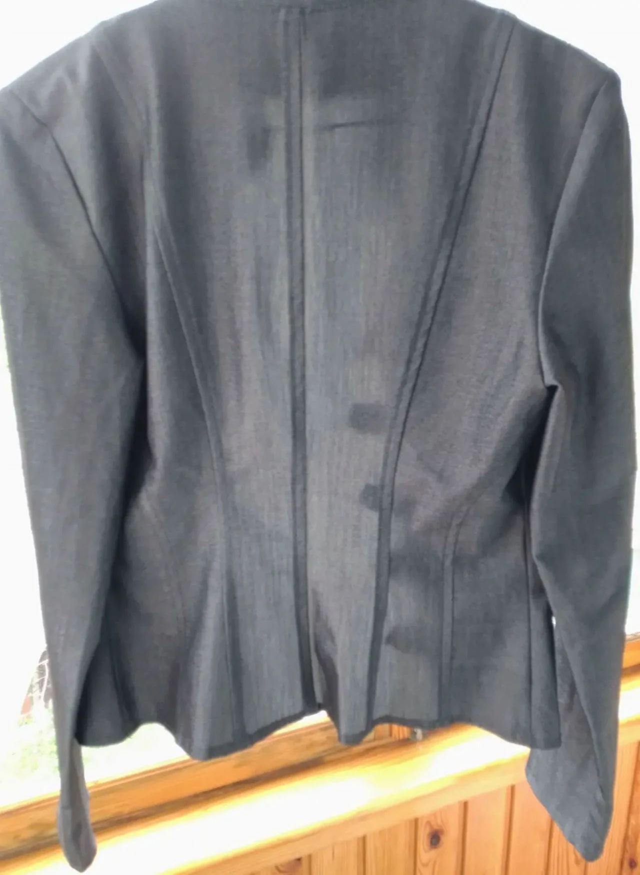 Серый жакет деловой костюмный летний иксС с 10, тонкий, карманы 2