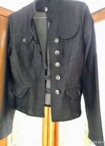 Серый жакет деловой костюмный летний иксС с 10, тонкий, карманы