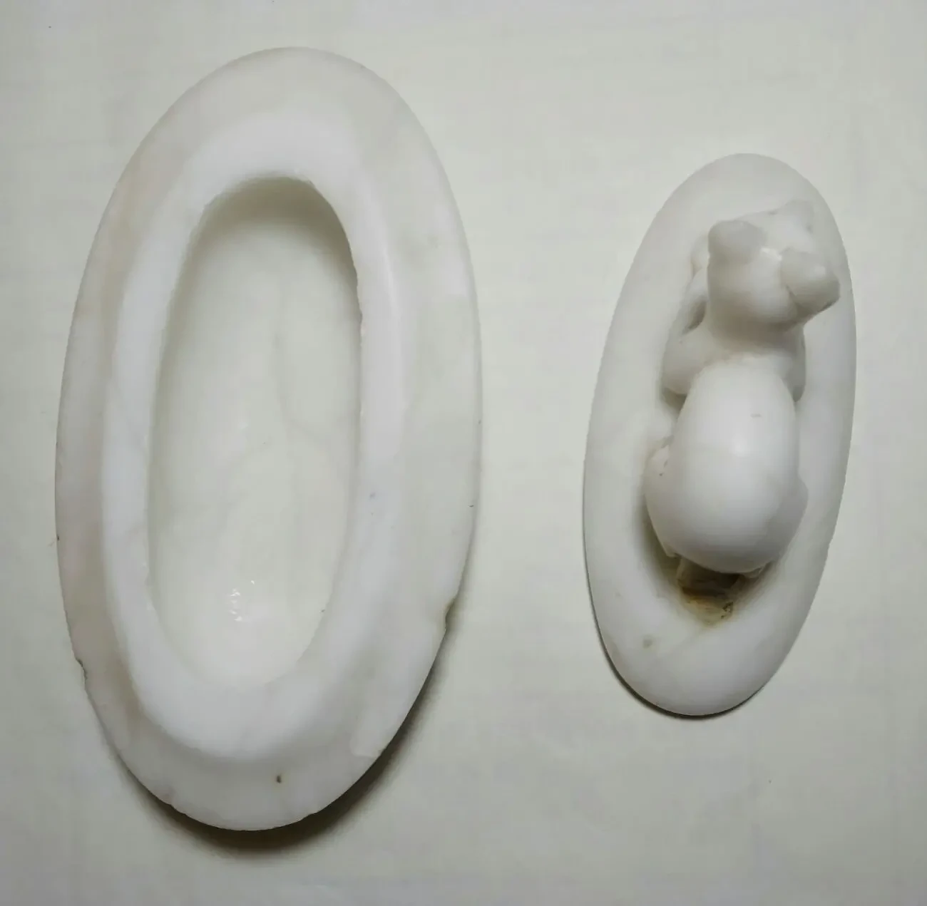 Фигурка статуэтка белая ласка мраморная шкатулка овальная 2