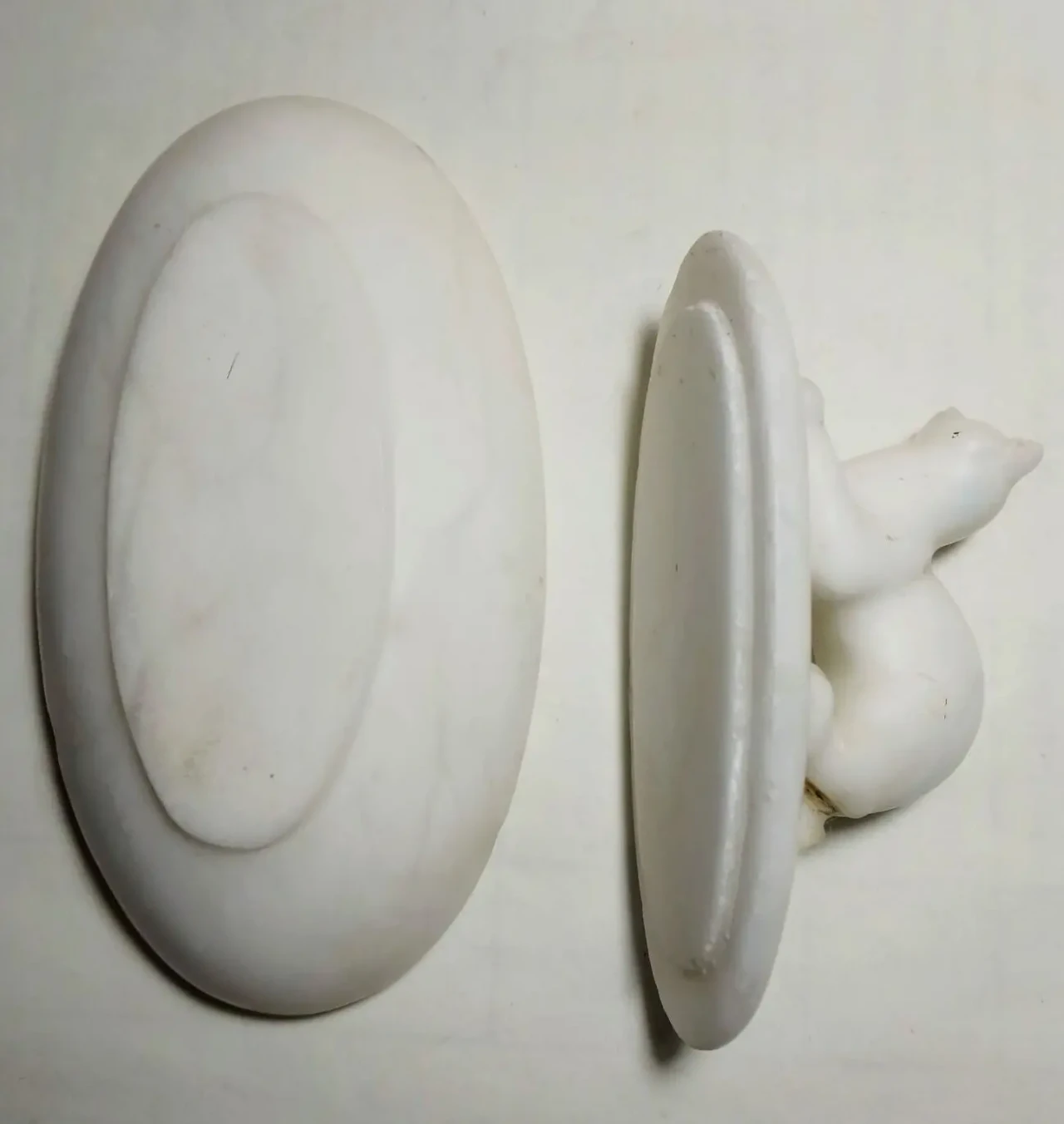 Фигурка статуэтка белая ласка мраморная шкатулка овальная 3