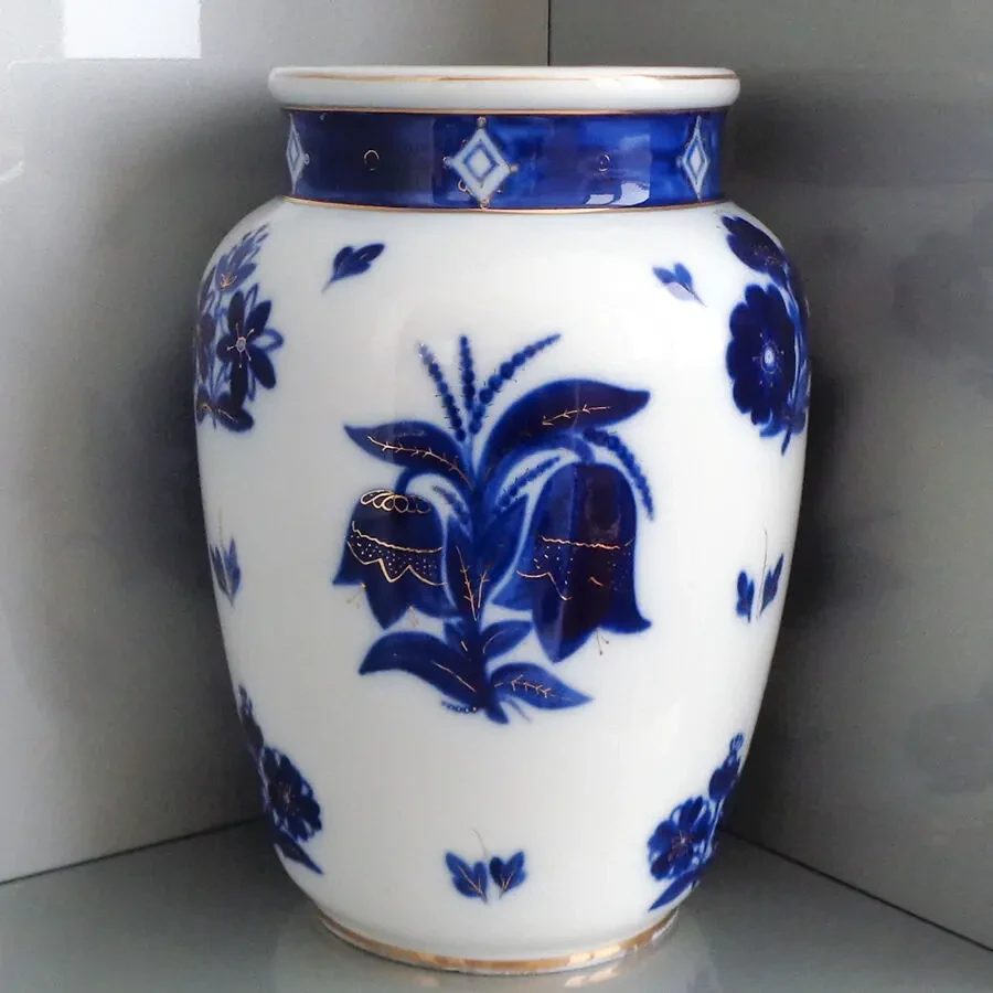 ЛФЗ Раскидные цветы винтажная фарфоровая ваза СССР 25 см порцеляна 4