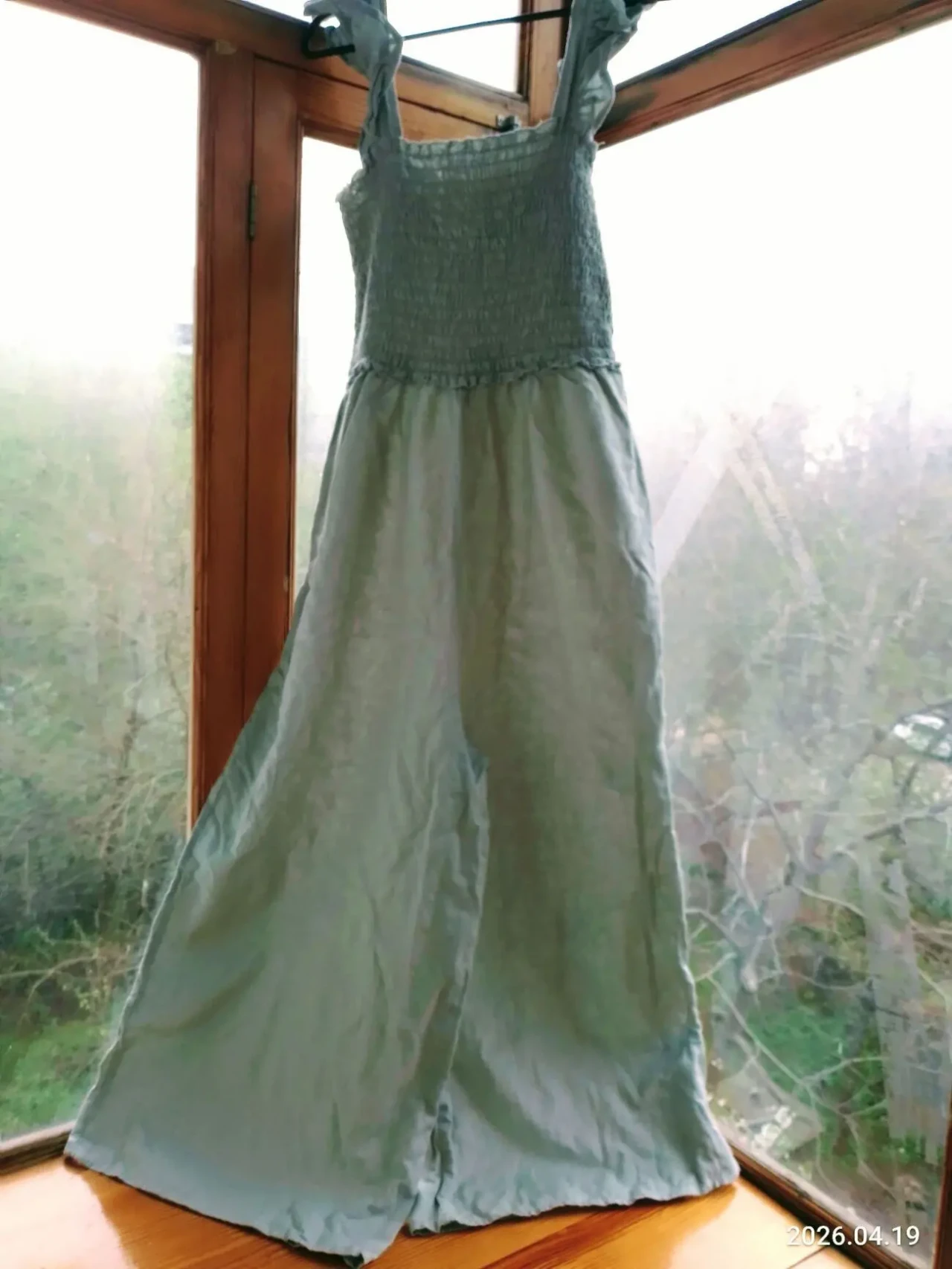 Беременным шорты штаны комбинезон зеленый, 14 иксл, лен, хлопок