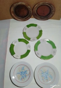 Тарелка плоская фарфор керамика белая коростень, барановка, коричневая