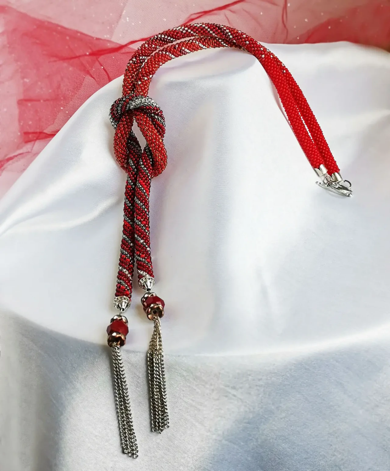 Прикраса із бісеру кольє-джгут Глянець 4