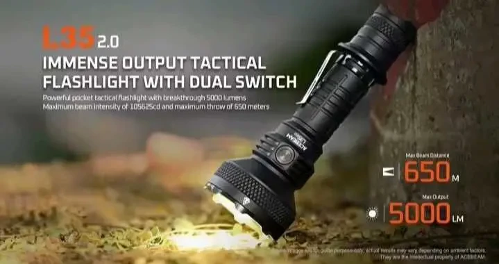 Продам тактичний ліхтарик acebeam l35 v2.0. 5000 люмен, 650 метрів 6