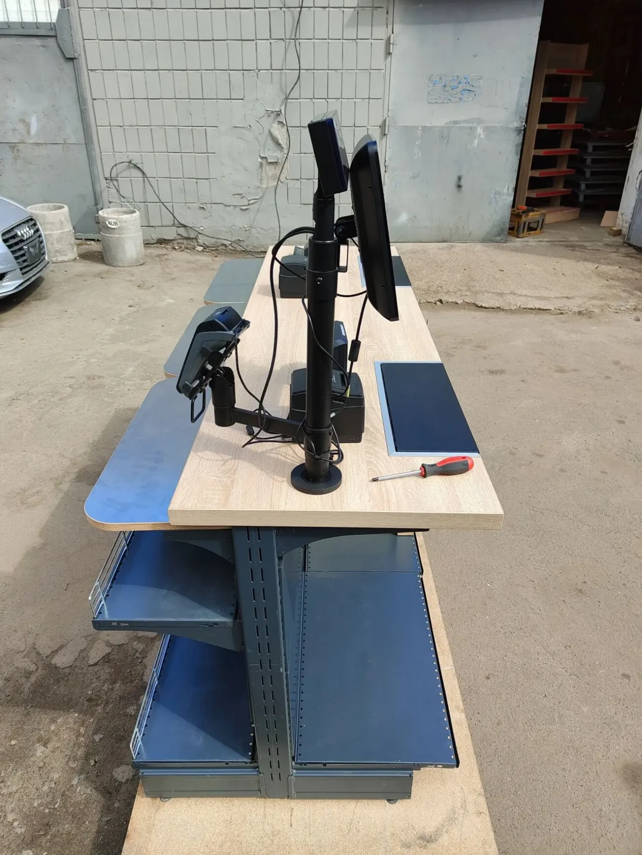 Касова зона, каса, модульний касовий прилавок б у, касовий бок 3