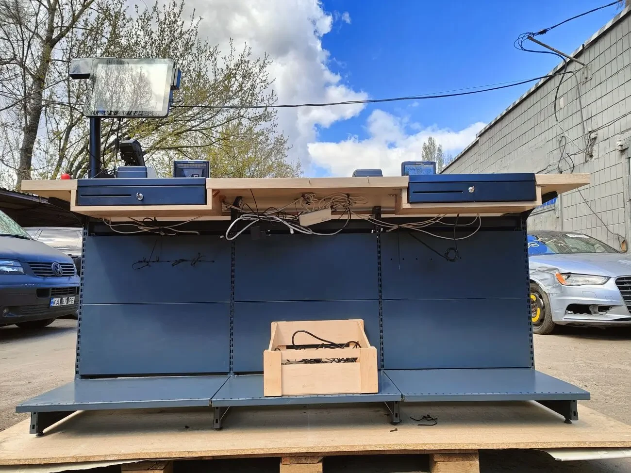 Касова зона, каса, модульний касовий прилавок б у, касовий бок 5