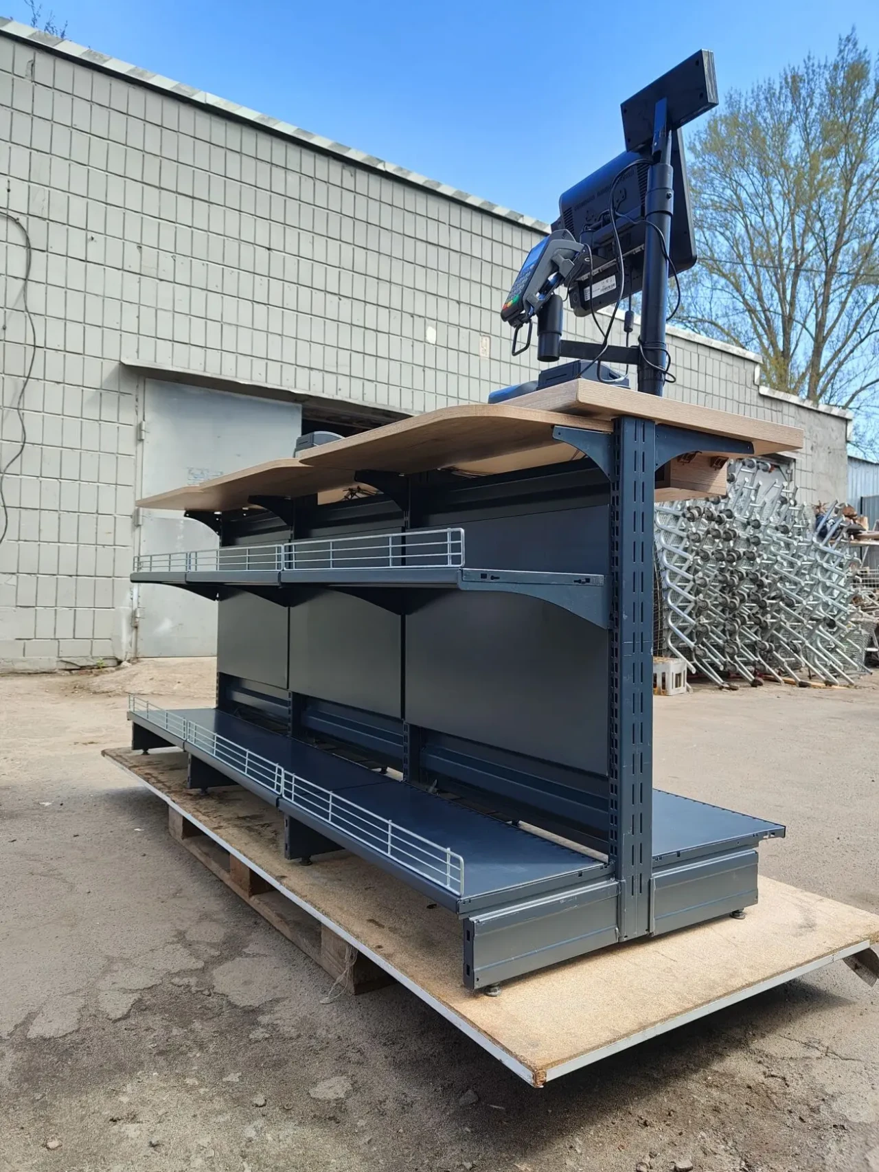 Касова зона, каса, модульний касовий прилавок б у, касовий бок 4