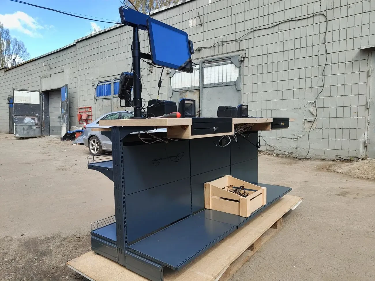 Касова зона, каса, модульний касовий прилавок б у, касовий бок 6