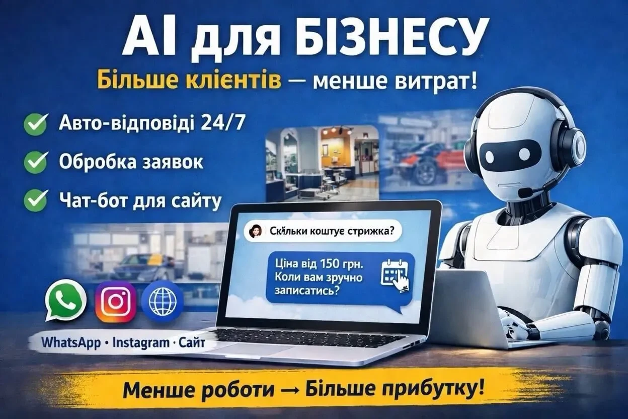 AI для бізнесу: обробка заявок, відповіді клієнтам 24/7, економія часу