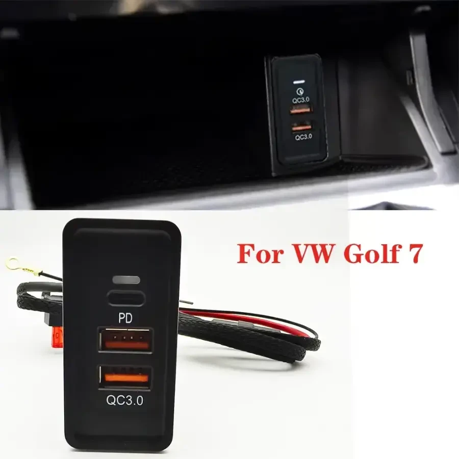 Быстрая зарядка usb qc3.0 pd, type-c , vw golf 7/7,5, passat, jetta 3