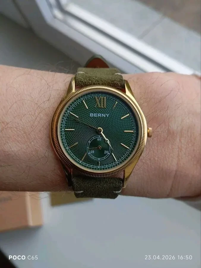 Мужские наручные кварцевые часы Berny green 7