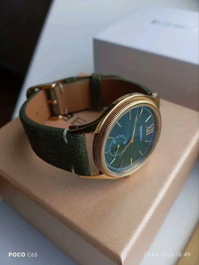 Мужские наручные кварцевые часы Berny green 4