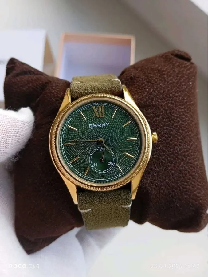 Мужские наручные кварцевые часы Berny green 3
