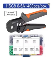 Набор шестигранного кримпера обжима проводов 0,25-6мм і 400 клемм.