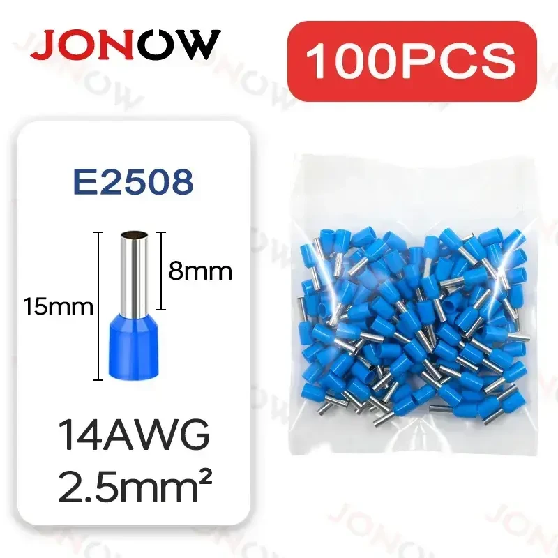 100 шт. трубчатых обжимных клемм для электрических проводов и кабелей 6