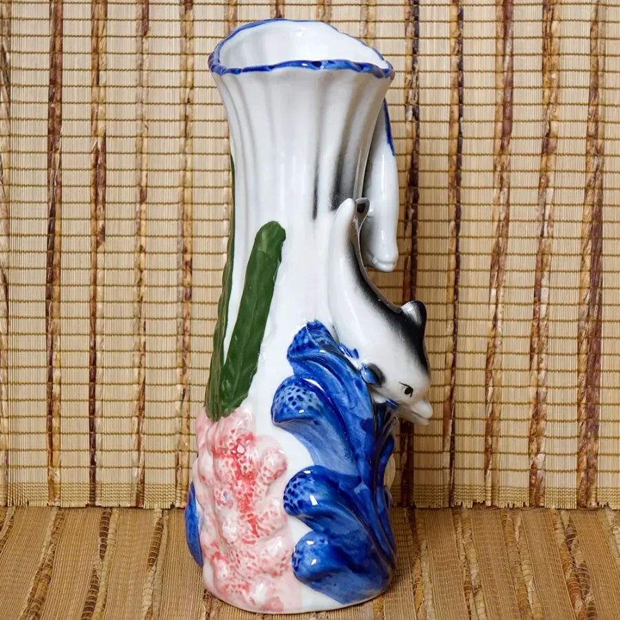 Дельфины винтажная фарфоровая ваза СССР порцелянова вазочка для квітів 3