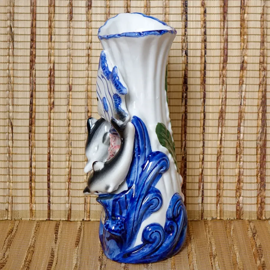 Дельфины винтажная фарфоровая ваза СССР порцелянова вазочка для квітів 5