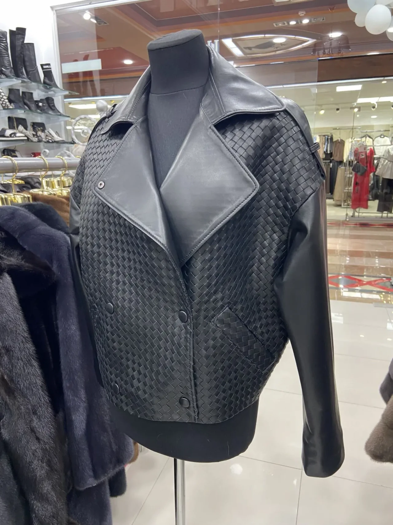 Куртка шкіряна жіноча,плетяна шкіра,оверсайз бомбер 2