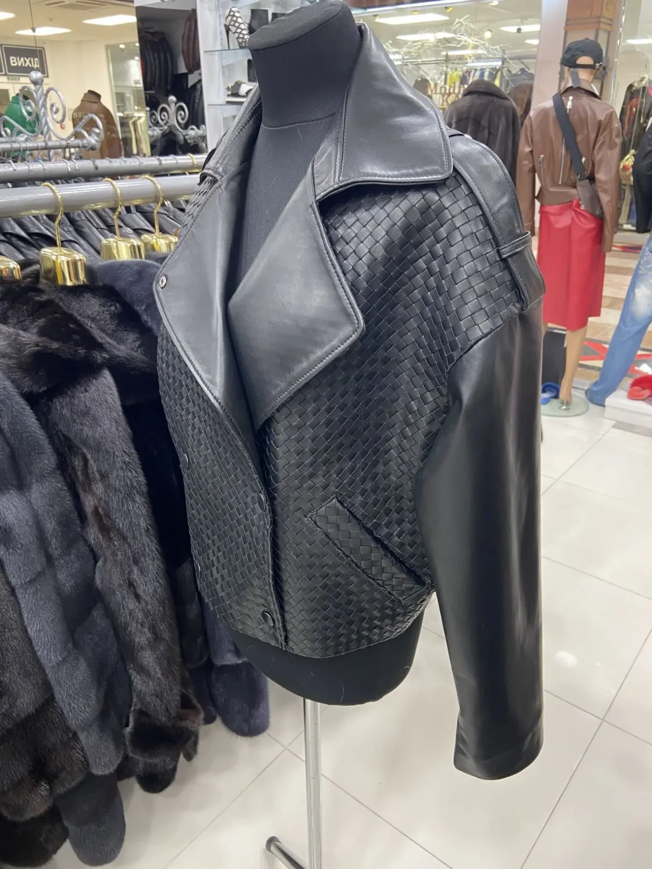 Куртка шкіряна жіноча,плетяна шкіра,оверсайз бомбер 4