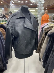 Куртка шкіряна жіноча,плетяна шкіра,оверсайз бомбер