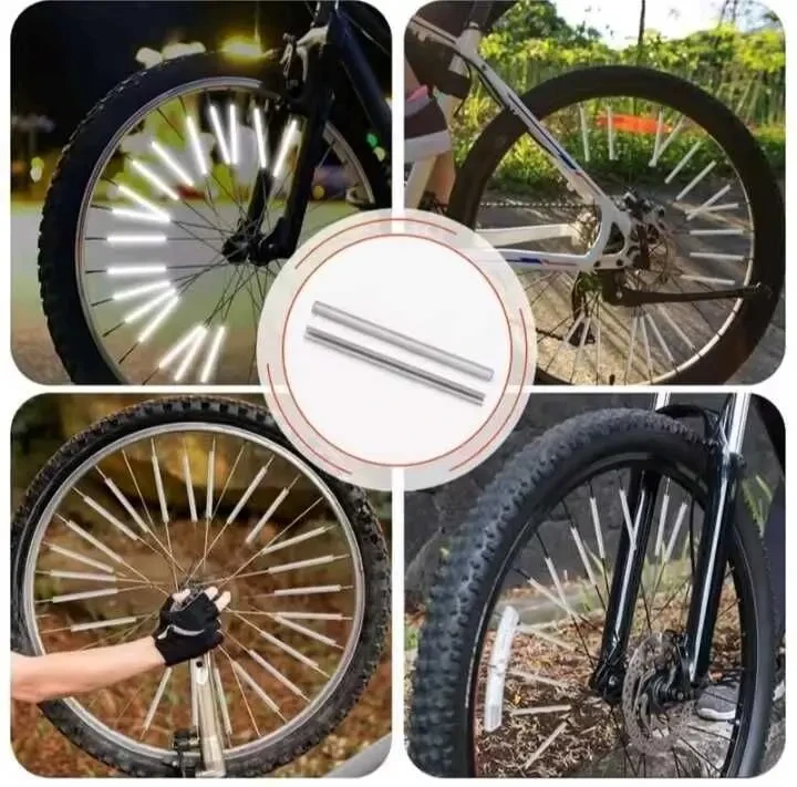 Катафоти (світловідбиваючі) накладки на шприхи велосипеда. Колір БІЛИЙ 2