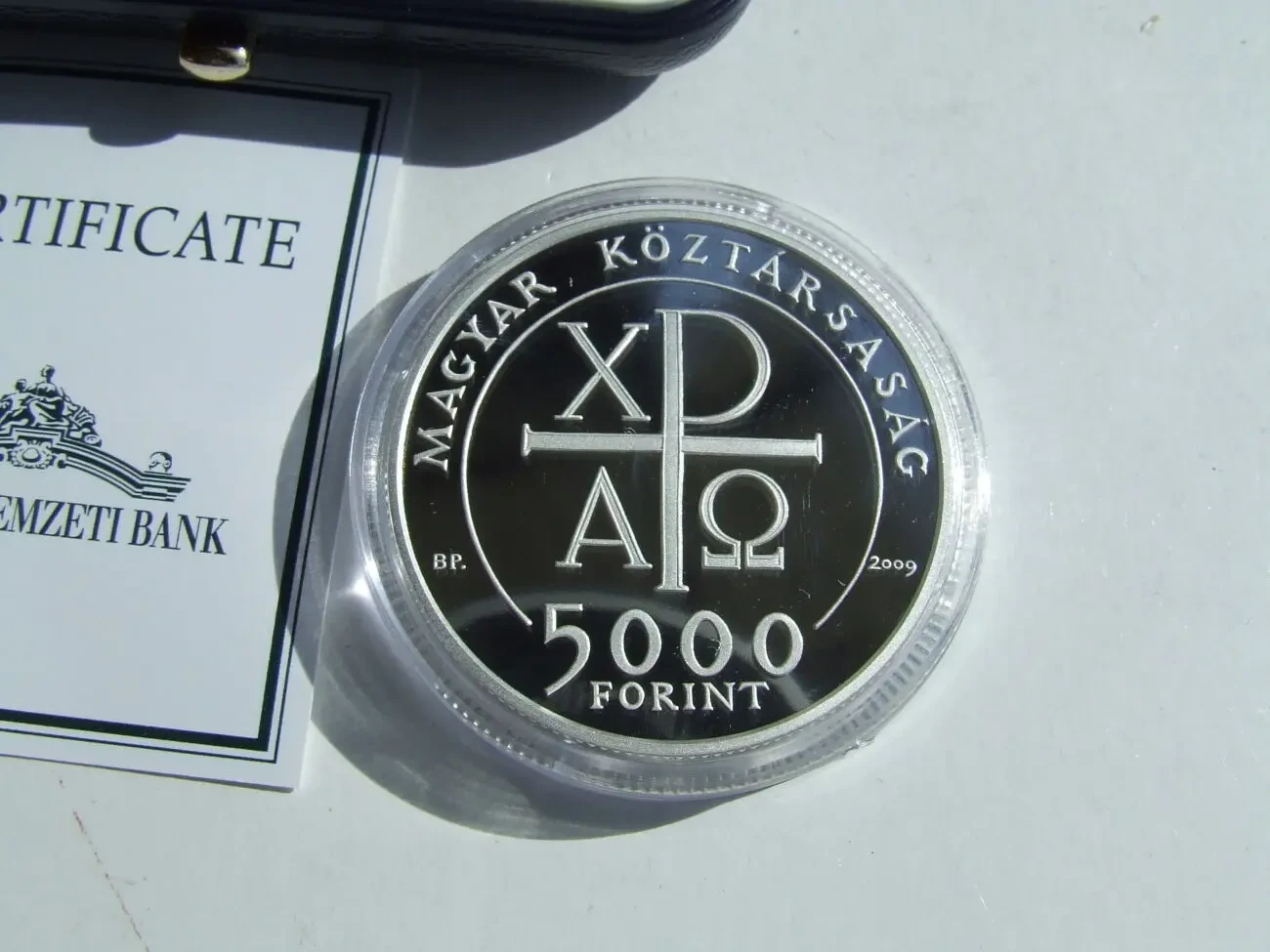 Срібло 1 унція 925 проба  сертифікат коробка. 5000 форінтів 2009 рік 2