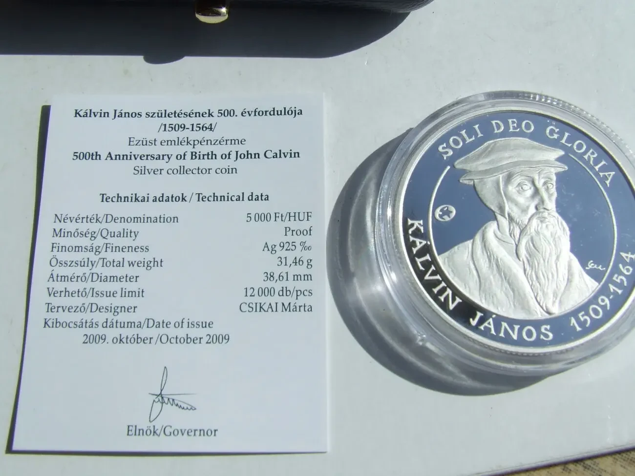 Срібло 1 унція 925 проба  сертифікат коробка. 5000 форінтів 2009 рік 4