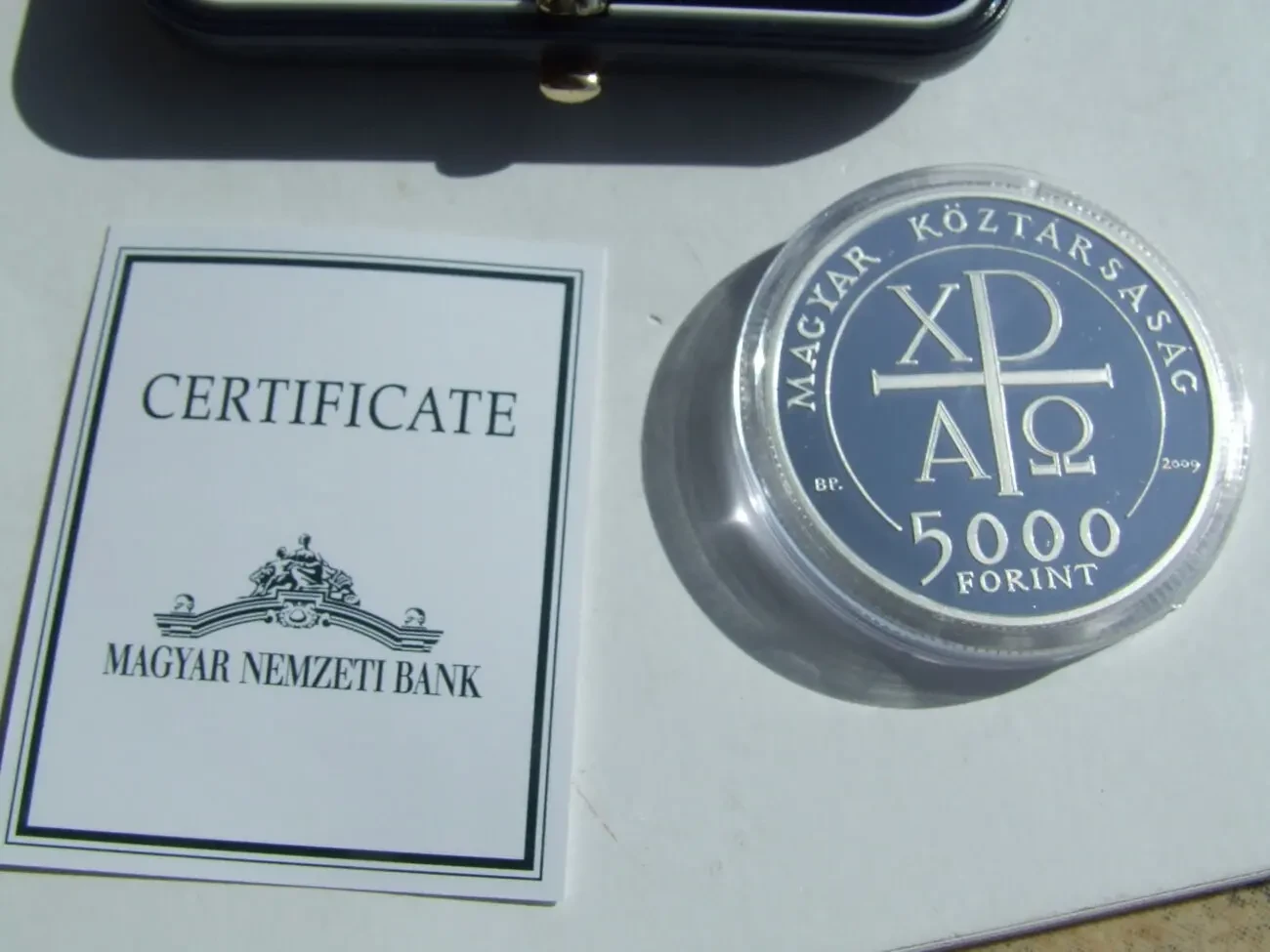 Срібло 1 унція 925 проба  сертифікат коробка. 5000 форінтів 2009 рік 3