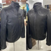 Чоловічі шкіряні бомбери комір стійка,джамбо та веджеталь