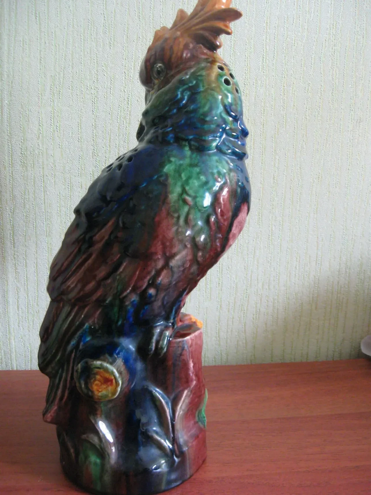 Антікварний порцеляновий світильник-нічник Папуга, великий 6