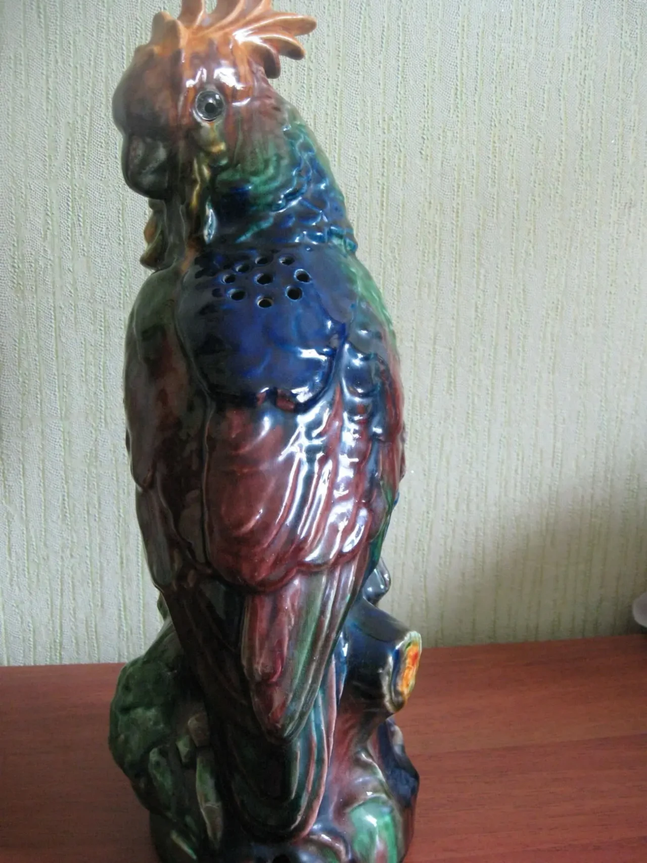 Антікварний порцеляновий світильник-нічник Папуга, великий 5