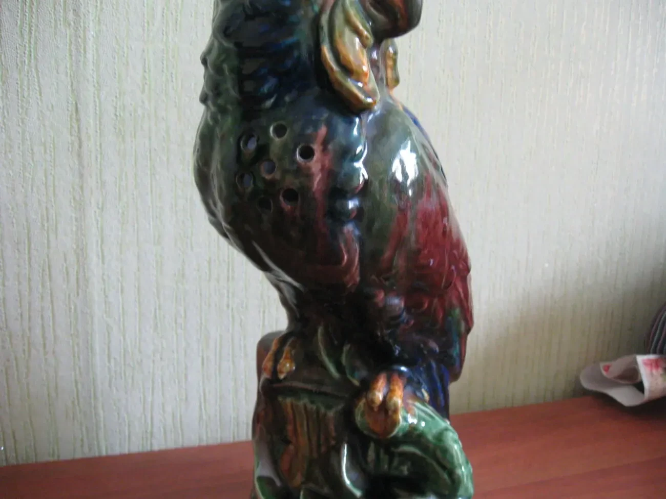 Антікварний порцеляновий світильник-нічник Папуга, великий 3